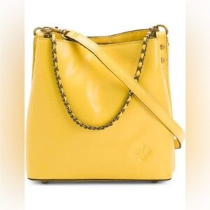 ☀️ Patricia Nash Sunshine Yellow Ledra bucket purse Dual Strap Options